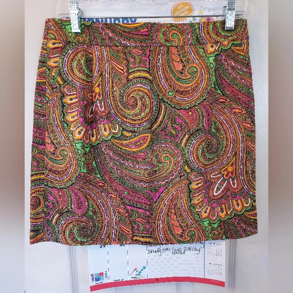 J. Crew Vintage 1970's Vibe Neon Paisley Mini Skirt in Size 6 - Picture 1 of 8